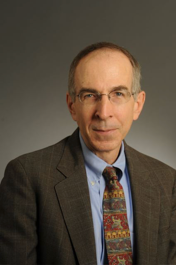 Picture of a professor in glasses, who is wearing a brown suit, a blue shirt, and a patterned tie.